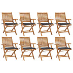 vidaXL Klappbare Gartenstühle mit Kissen 8 Stk. Massivholz Teak