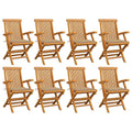 vidaXL Gartenstühle mit Beigen Kissen 8 Stk. Massivholz Teak