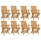 vidaXL Gartenstühle mit Beigen Kissen 8 Stk. Massivholz Teak