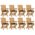 vidaXL Gartenstühle mit Schwarzen Kissen 8 Stk. Massivholz Teak