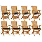 vidaXL Gartenstühle mit Schwarzen Kissen 8 Stk. Massivholz Teak
