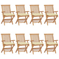vidaXL Gartenstühle mit Cremeweißen Kissen 8 Stk. Massivholz Teak