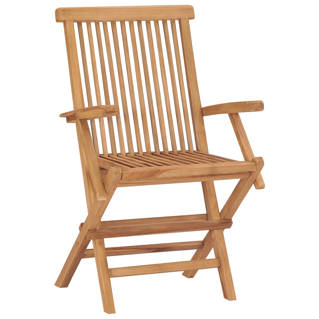 vidaXL Gartenstühle mit Cremeweißen Kissen 8 Stk. Massivholz Teak