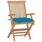 vidaXL Gartenstühle mit Hellblauen Kissen 8 Stk. Massivholz Teak
