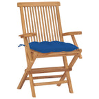 vidaXL Gartenstühle mit Blauen Kissen 8 Stk. Massivholz Teak