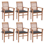 vidaXL Essstühle 6 Stk. mit Anthrazit Kissen Massivholz Teak