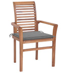 vidaXL Essstühle 6 Stk. mit Grauen Kissen Massivholz Teak