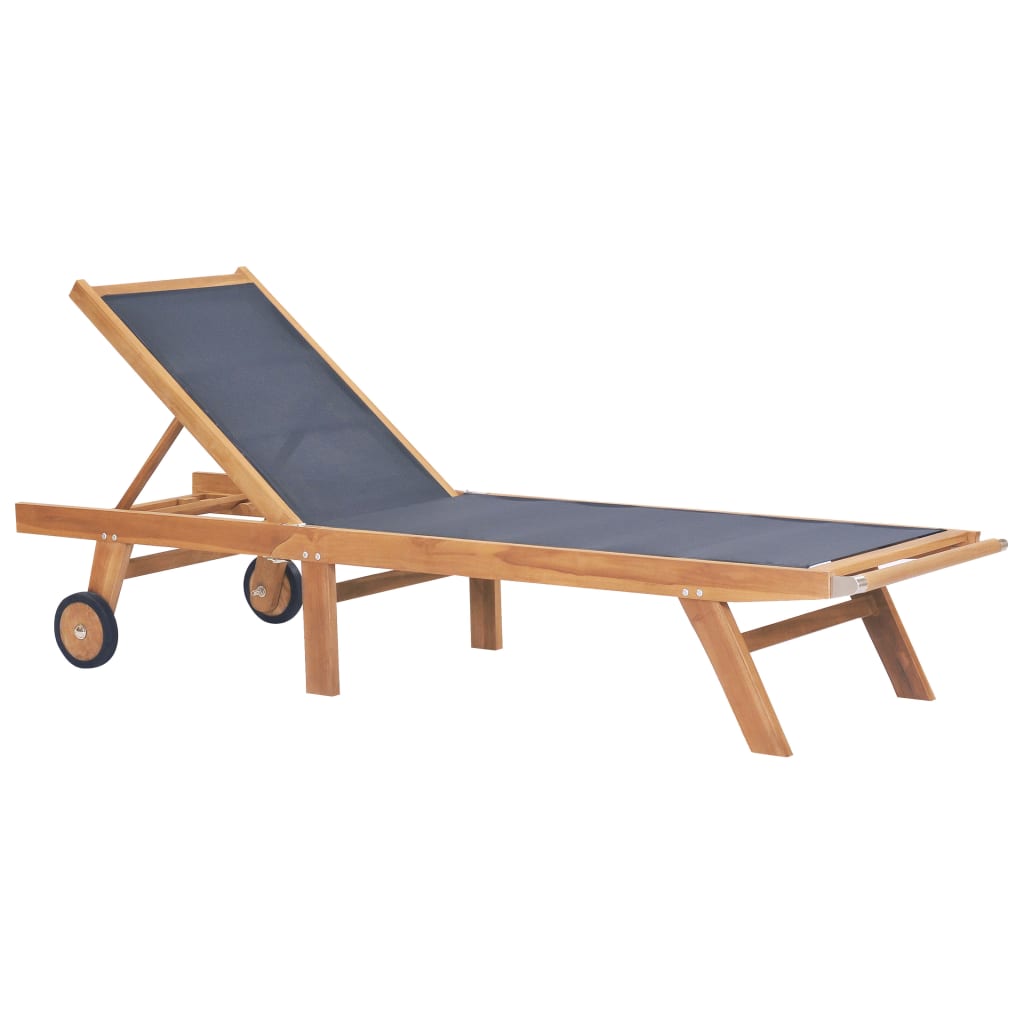 vidaXL Sonnenliegen Klappbar mit Rollen 2 Stk. Teakholz Textilene