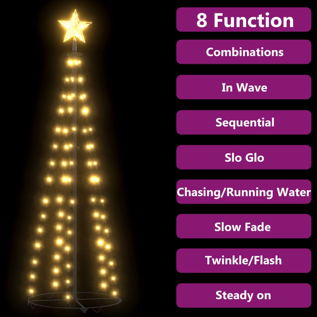 vidaXL Weihnachtsbaum Kegelform 70 LEDs Deko Warmweiß 50x120 cm