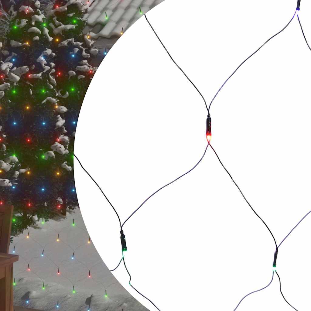 vidaXL Weihnachts-Lichternetz Mehrfarbig 3x3 m 306 LEDs Indoor Outdoor