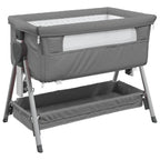 vidaXL Babybett mit Matratze Dunkelgrau Leinenstoff