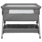 vidaXL Babybett mit Matratze Dunkelgrau Leinenstoff