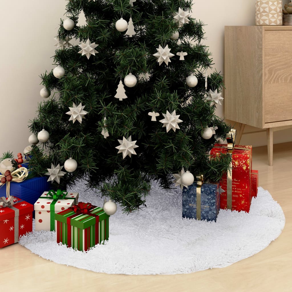 vidaXL Weihnachtsbaumrock Weiß 90 cm Kunstfell