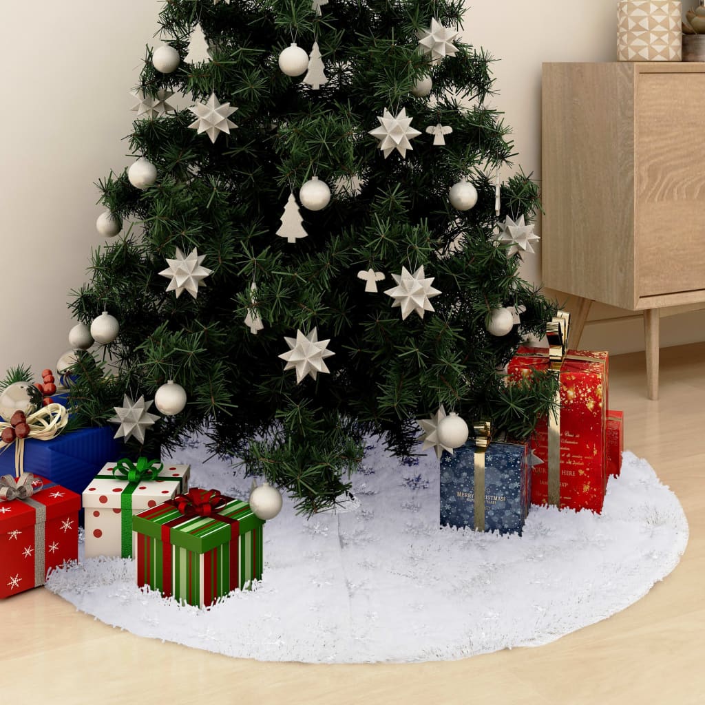 vidaXL Luxus-Weihnachtsbaumrock Weiß 90 cm Kunstfell