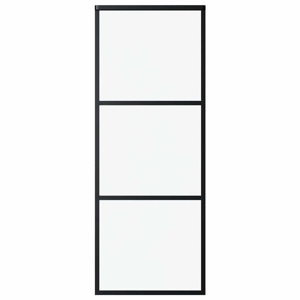 vidaXL Schiebetür 3-teilig ESG-Glas und Aluminium 76x205 cm Schwarz