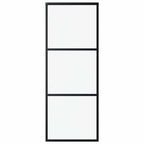 vidaXL Schiebetür 3-teilig ESG-Glas und Aluminium 76x205 cm Schwarz
