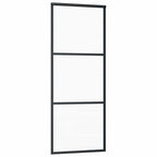 vidaXL Schiebetür 3-teilig ESG-Glas und Aluminium 76x205 cm Schwarz