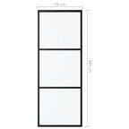 vidaXL Schiebetür 3-teilig ESG-Glas und Aluminium 76x205 cm Schwarz