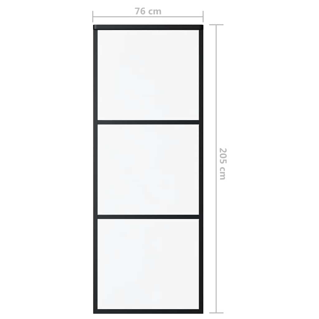 vidaXL Schiebetür 3-teilig ESG-Glas und Aluminium 76x205 cm Schwarz