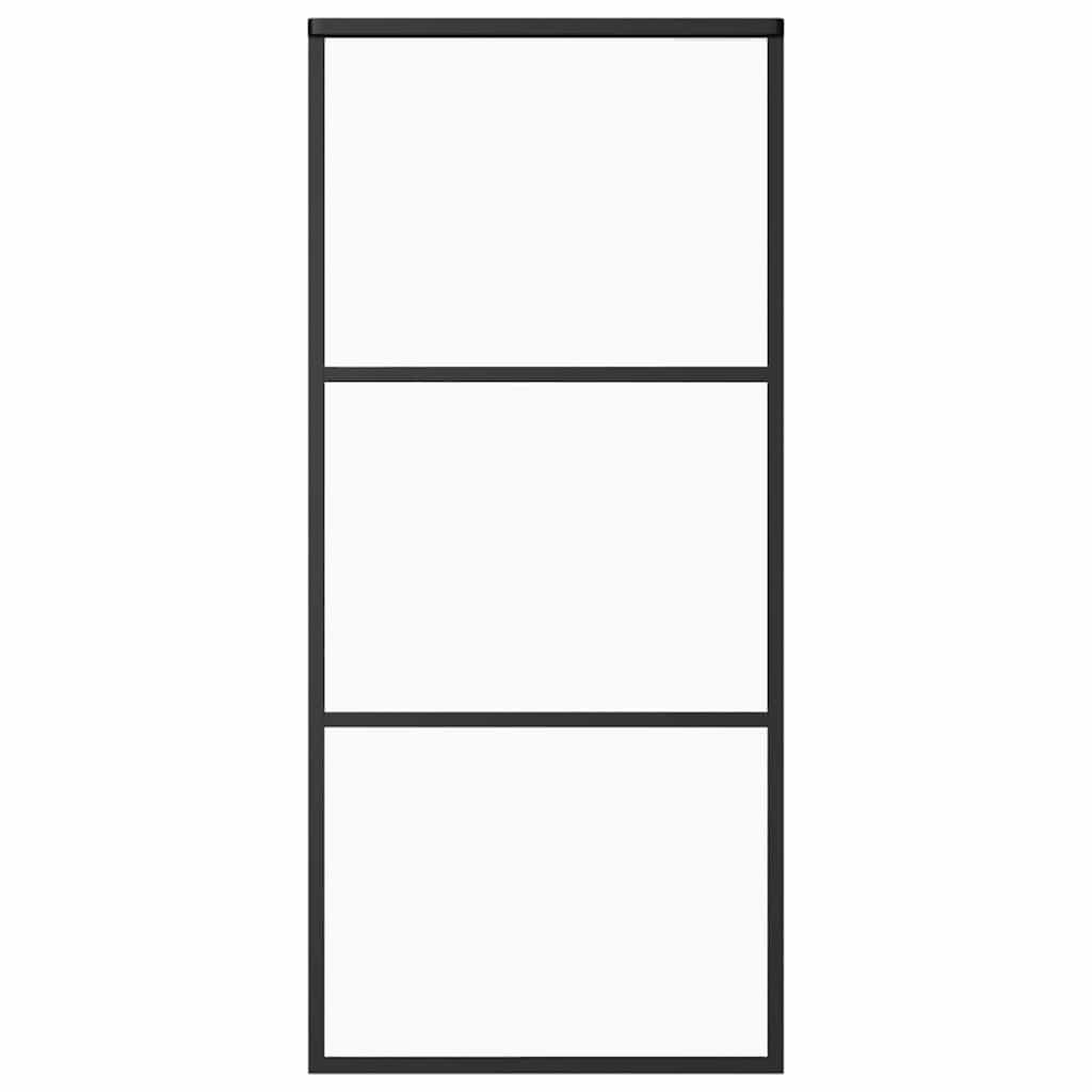 vidaXL Schiebetür ESG-Glas und Aluminium 90x205 cm Schwarz