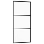 vidaXL Schiebetür ESG-Glas und Aluminium 90x205 cm Schwarz