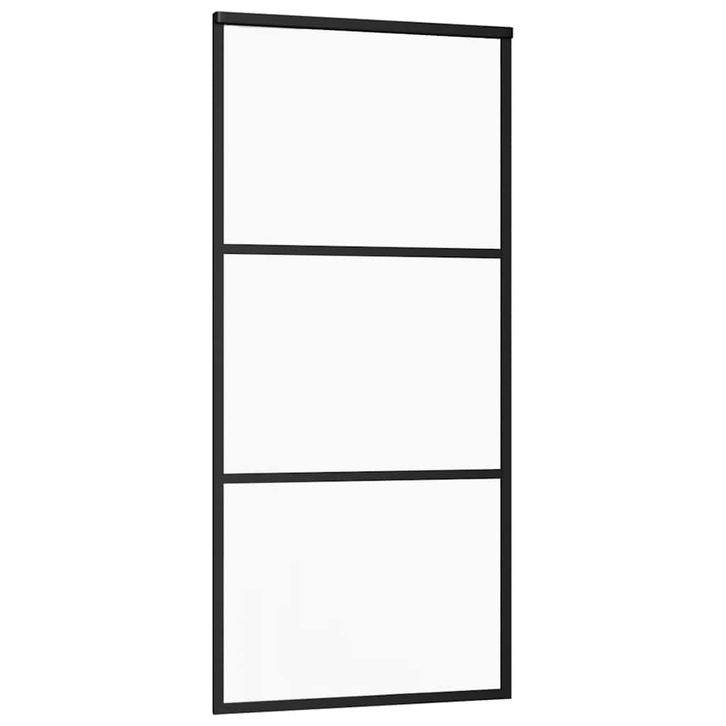 vidaXL Schiebetür ESG-Glas und Aluminium 90x205 cm Schwarz