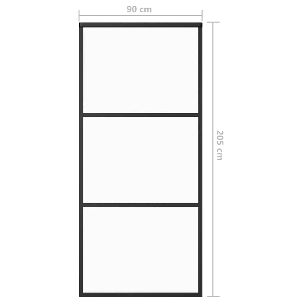 vidaXL Schiebetür ESG-Glas und Aluminium 90x205 cm Schwarz