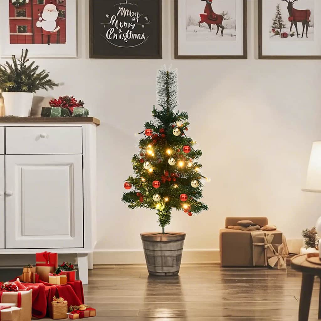 vidaXL Künstlicher Weihnachtsbaum mit Beleuchtung 2 Stk. Outdoor 76 cm