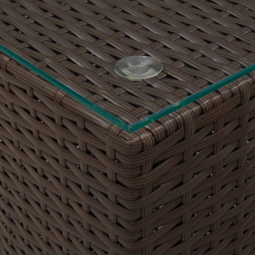 vidaXL Beistelltisch mit Glasplatte Braun 35x35x52 cm Poly Rattan