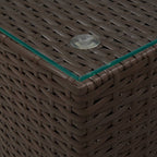 vidaXL Beistelltisch mit Glasplatte Braun 35x35x52 cm Poly Rattan