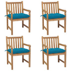 vidaXL Gartenstühle 4 Stk. mit Hellblauen Kissen Massivholz Teak