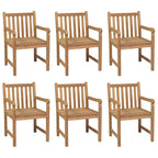 vidaXL Gartenstühle 6 Stk. mit Cremeweißen Kissen Massivholz Teak