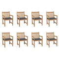 vidaXL Gartenstühle 8 Stk. mit Anthrazit Kissen Massivholz Teak