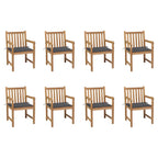vidaXL Gartenstühle 8 Stk. mit Anthrazit Kissen Massivholz Teak
