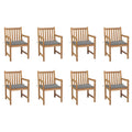 vidaXL Gartenstühle 8 Stk. mit Grauen Kissen Massivholz Teak