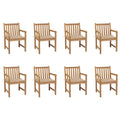 vidaXL Gartenstühle 8 Stk. mit Beigen Kissen Massivholz Teak