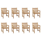 vidaXL Gartenstühle 8 Stk. mit Beigen Kissen Massivholz Teak