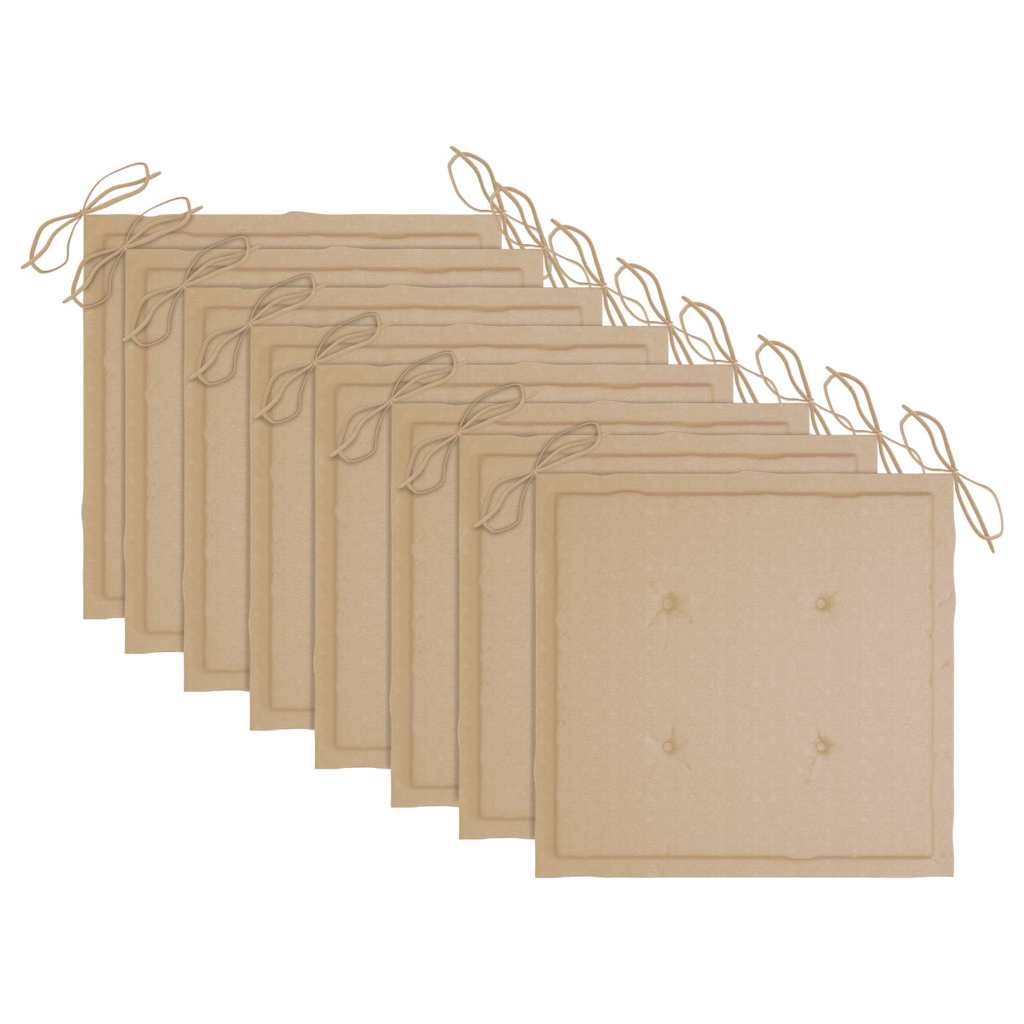 vidaXL Gartenstühle 8 Stk. mit Beigen Kissen Massivholz Teak