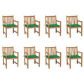 vidaXL Gartenstühle 8 Stk. mit Grünen Kissen Massivholz Teak