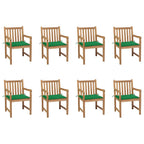vidaXL Gartenstühle 8 Stk. mit Grünen Kissen Massivholz Teak