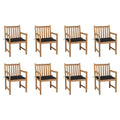 vidaXL Gartenstühle 8 Stk. mit Schwarzen Kissen Massivholz Teak