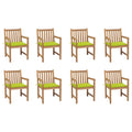 vidaXL Gartenstühle 8 Stk. mit Hellgrünen Kissen Massivholz Teak