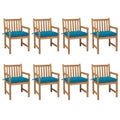 vidaXL Gartenstühle 8 Stk. mit Hellblauen Kissen Massivholz Teak
