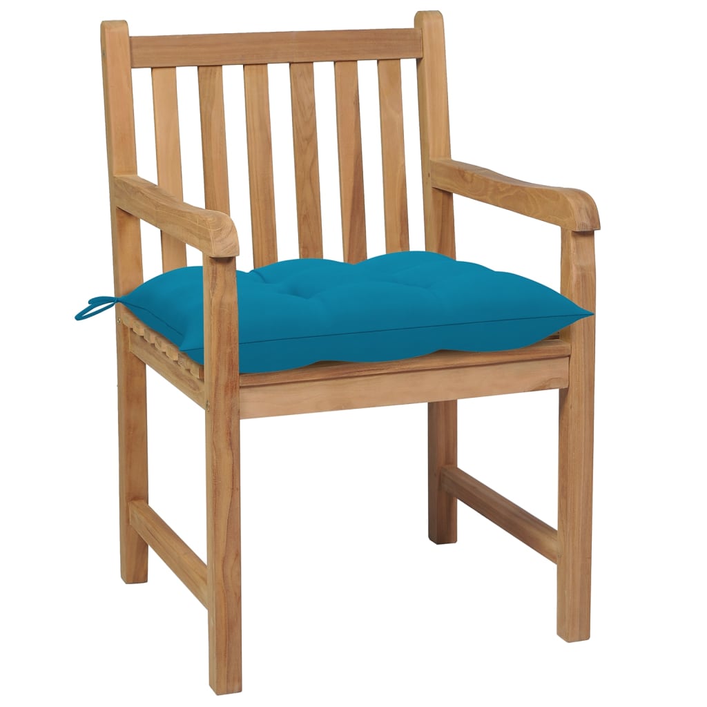 vidaXL Gartenstühle 8 Stk. mit Hellblauen Kissen Massivholz Teak