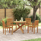 vidaXL 5-tlg. Garten-Essgruppe Massivholz Teak