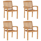 vidaXL Stapelbare Gartenstühle 4 Stk. Massivholz Teak