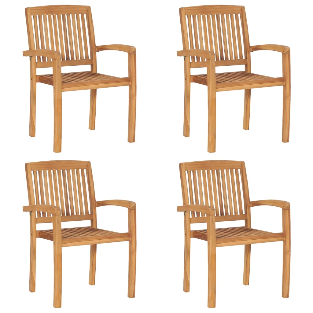 vidaXL Stapelbare Gartenstühle 4 Stk. Massivholz Teak