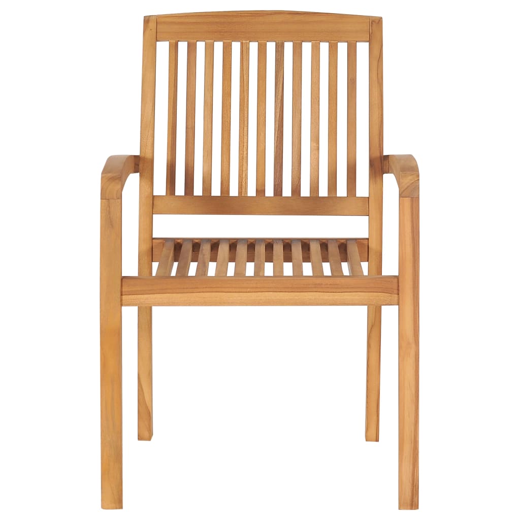 vidaXL Stapelbare Gartenstühle 4 Stk. Massivholz Teak