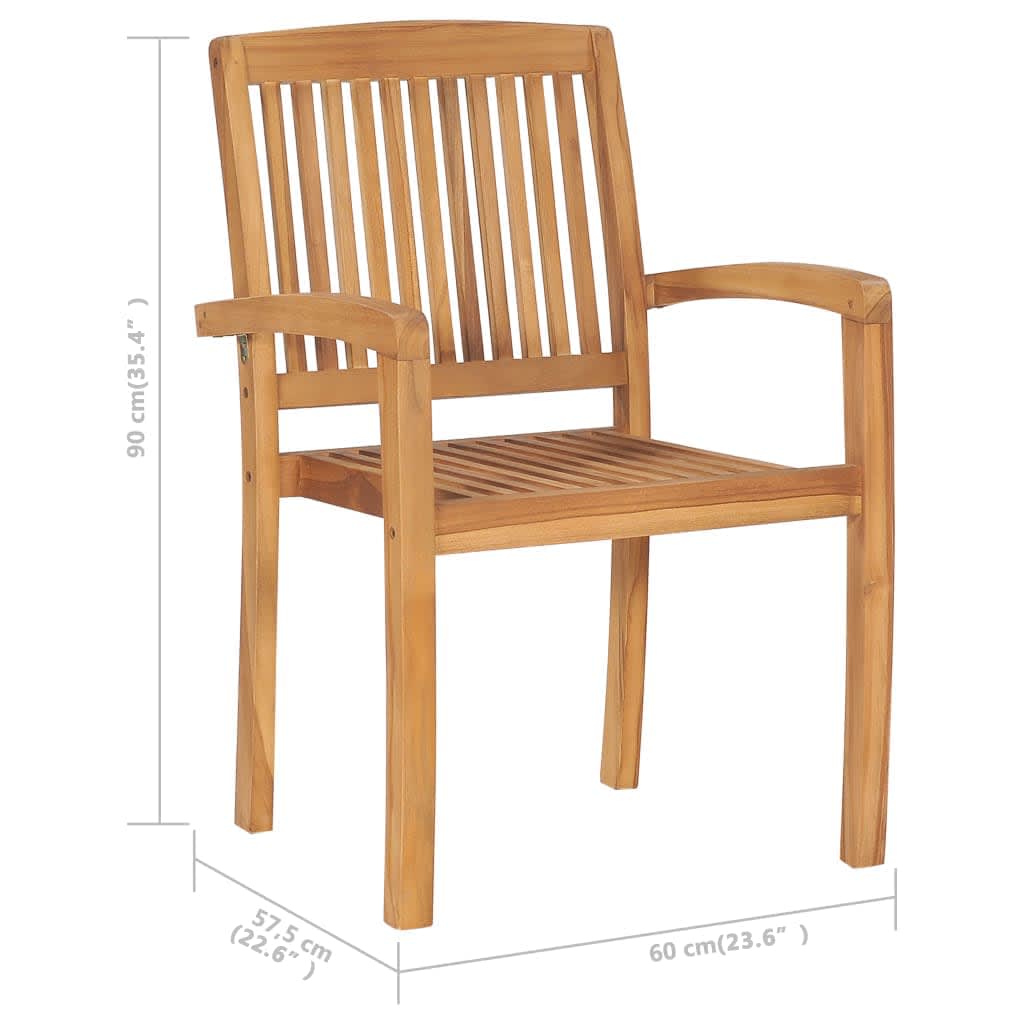 vidaXL Stapelbare Gartenstühle 4 Stk. Massivholz Teak