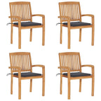 vidaXL Stapelbare Gartenstühle mit Kissen 4 Stk. Massivholz Teak